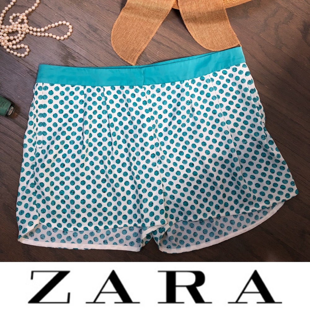 ZARA turquoise polka dots shorts